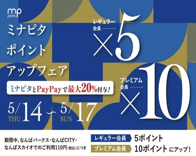 【なんばパークス店】W POINT CAMPAIGN & ミナピタポイントアップフェア