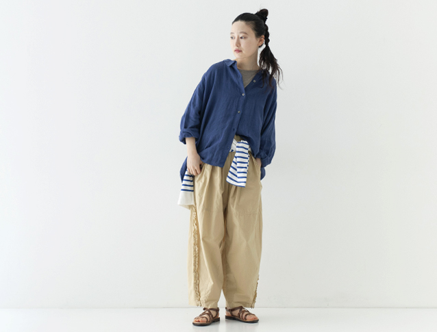 ネストローブ リネンシャツ バンドカラー　 Aライン ゆったり くすみイエロー NEW IN ! 】あのカタチの新色。 | ONLINE SHOP | nest Robe Shop Blog