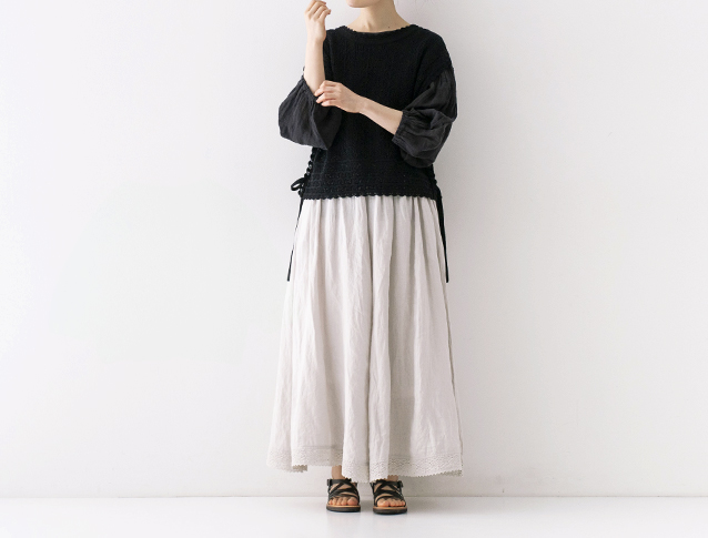 nest Robe ネストローブ ヘンプリネン ラップロングスカート リネン起毛シリーズのスタイリング | ONLINE SHOP | nest Robe Shop