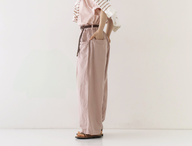 ネストローブ nest Robe コットンリネンウェザー スノーパンツ ピンク LIMITED】コットンリネンウェザーフロントポケットパンツ | ONLINE