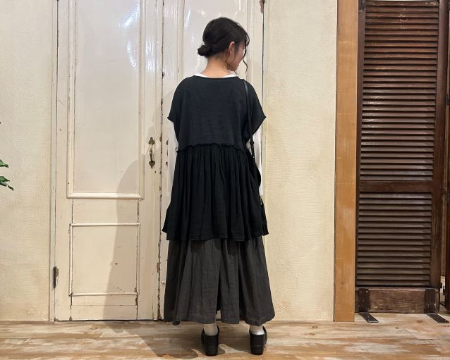 nest Robe - 美品✳︎nestrobe フリルフロントタックブラウス nest Robe - nest robeネストローブ インディゴ染めリネンビエラ
