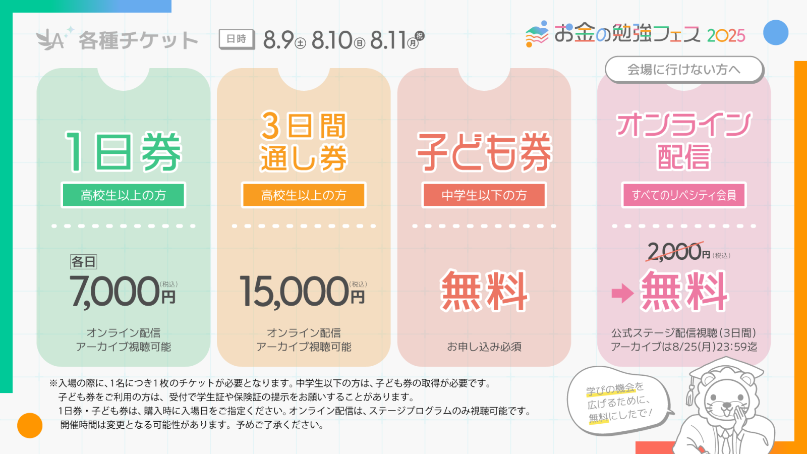 チケットの種類