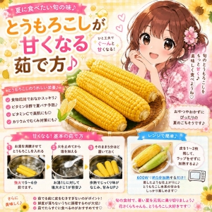 🌸とうもろこしが甘くなる茹で方♪🌸のアイキャッチ画像