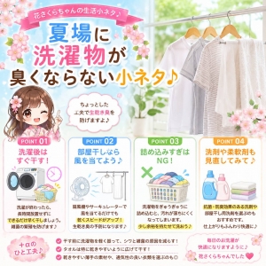 🌸夏場に洗濯物が臭くならない小ネタ♪🌸のアイキャッチ画像