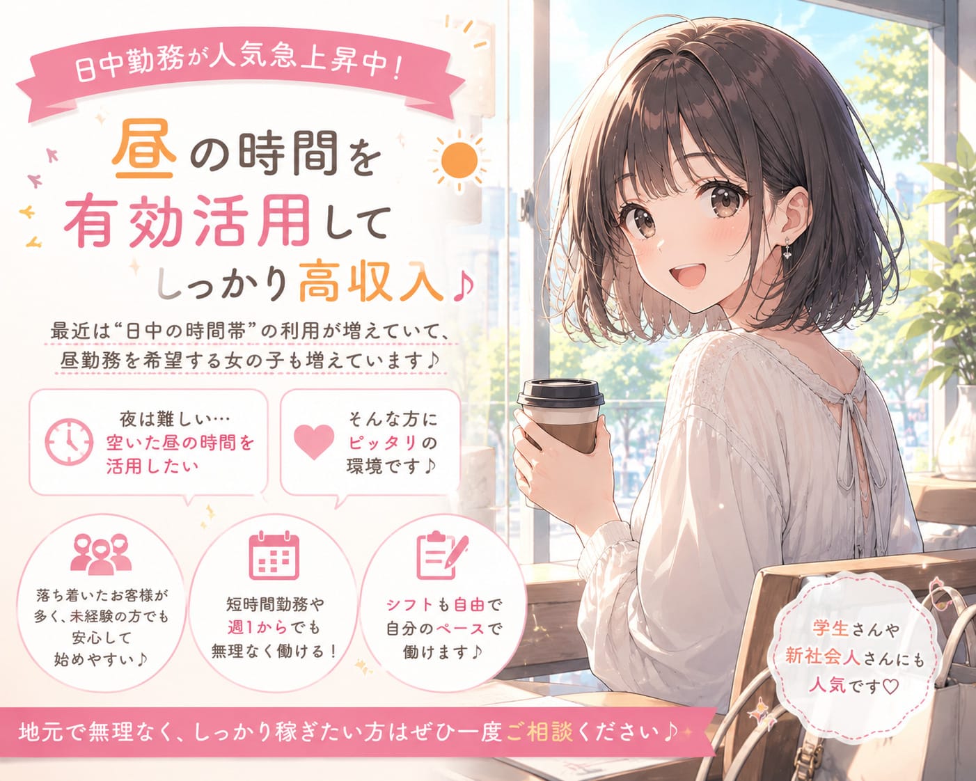 【日中勤務が人気急上昇✨】昼の時間を有効活用してしっかり高収入！ 19:08 - 2026年05月10日 | デイトナ店長ブログ