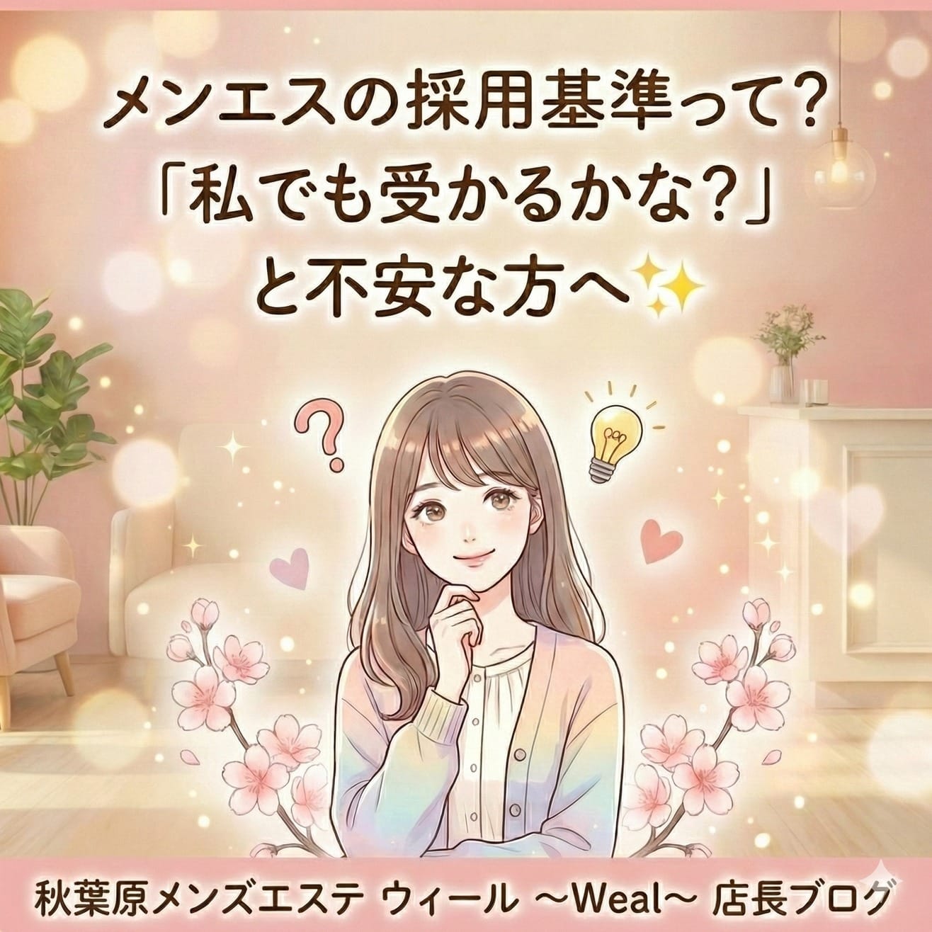 メンエスの採用基準って？「私でも受かるかな？」と不安な方へ✨ 2026-01-23 12:00:44 | 秋葉原メンズエステ ウィールWeal店長ブログ