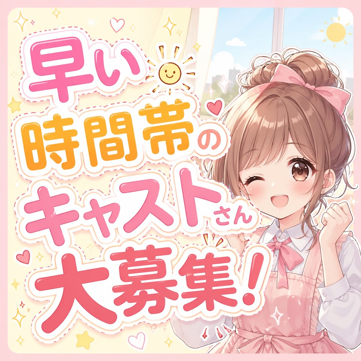 早い時間帯のキャストさん募集中☀️ 2026-05-13 11:36:54 | ときめき☆アイドル部 博多店店長ブログ