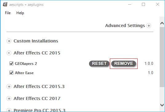 エクステンション製品 アンインストール方法：Step 1