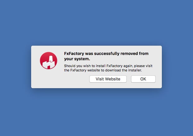 FxFactory / FxFactory プラグインファミリー製品 アンインストール方法：Step3
