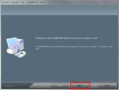 Sorenson Squeeze デモ版インストール方法:Step 1