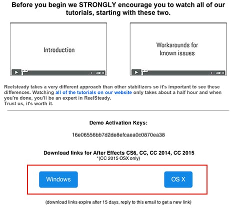 Super Mega社製品 ReelSteady デモ版の申請方法：Step 8