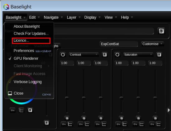 Baselight for Avid デモ版から正規版への切り替え方法 ：Step 1