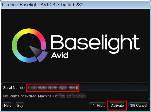 Baselight for Avid デモ版&正規版 ライセンス認証方法 ：Step 3