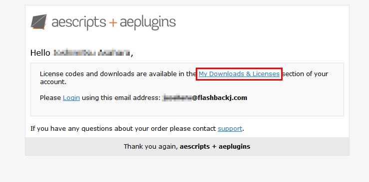 aescripts + aeplugins社製品 正規ライセンス & インストーラー取得方法:Step 2