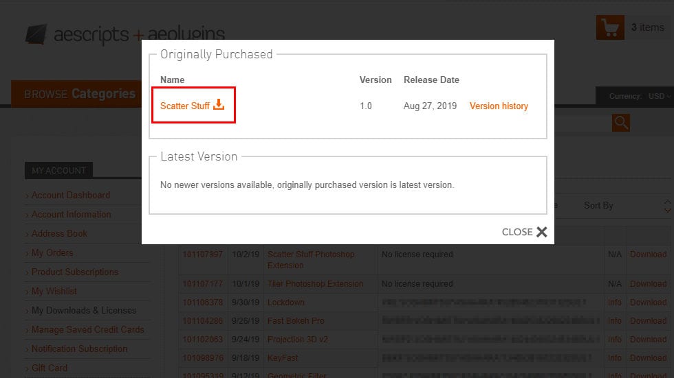 aescripts + aeplugins社製品 正規ライセンス & インストーラー取得方法:Step 4