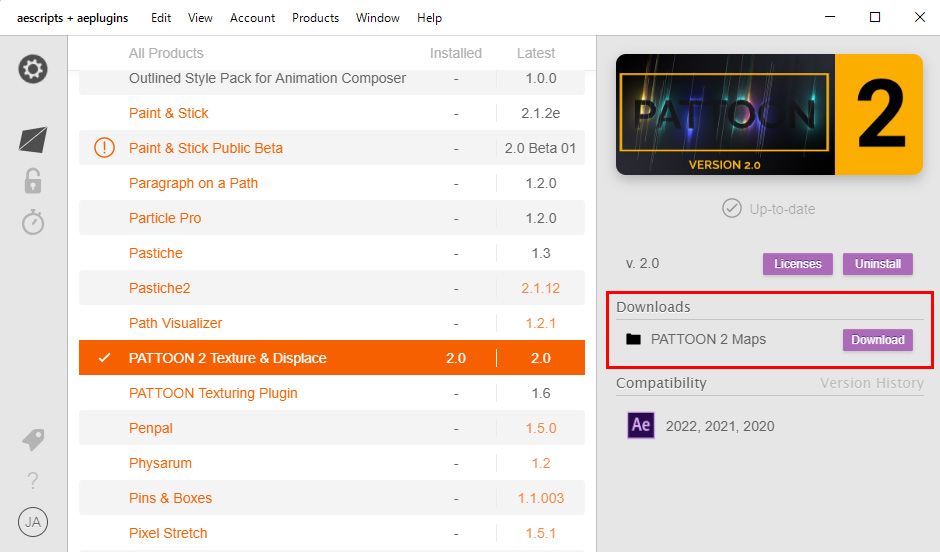 PATTOON 2 Texture & Displace テクスチャインストール方法:Step 1