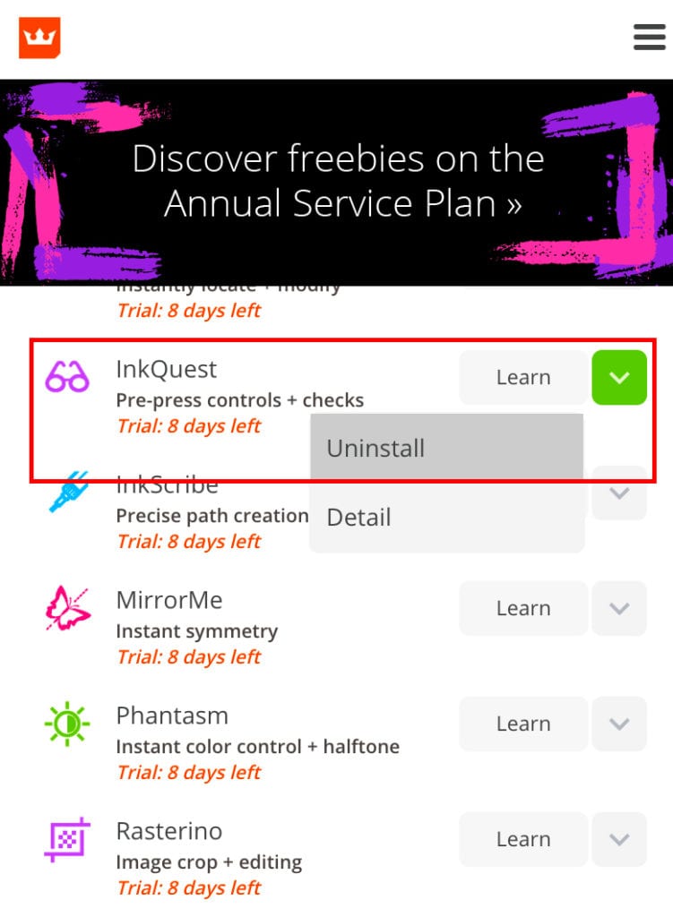 Astute Graphics社製品 アンインストール方法：Step 2
