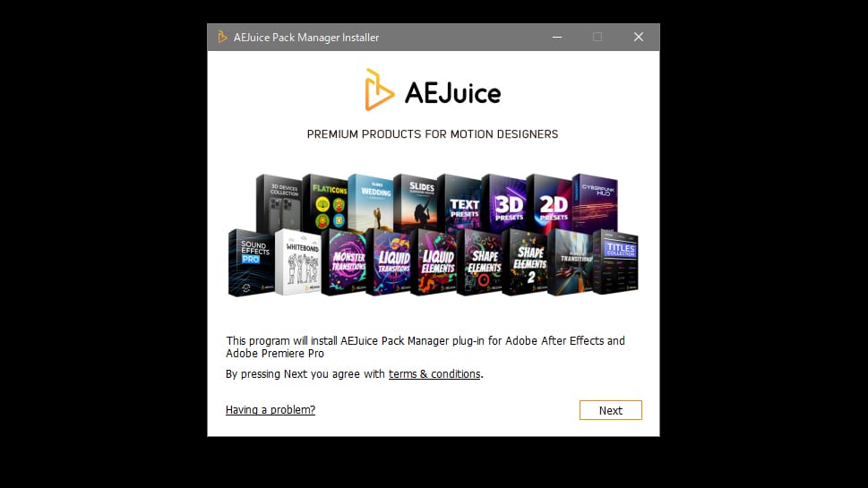 AEJuice Pack Manager 3 インストール方法：Step 1