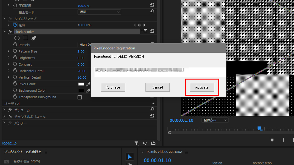 Premiere Pro プラグイン ライセンス認証方法：Step 2