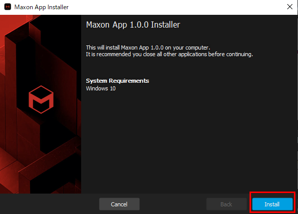 Maxon Appインストール方法：Step 1