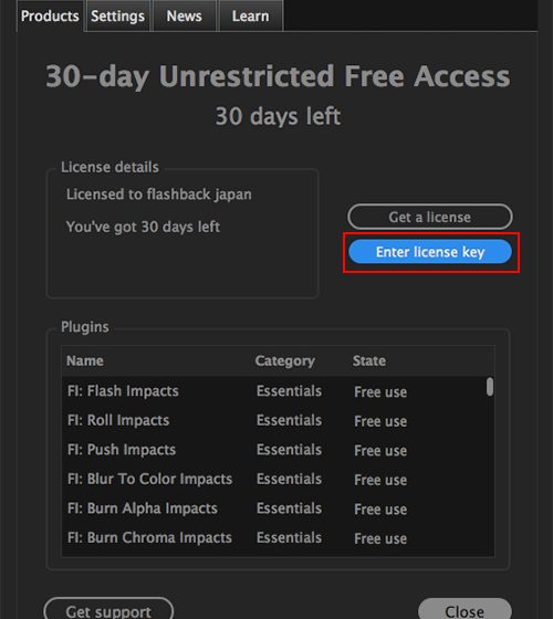 Film Impact ライセンス認証方法：Step 2