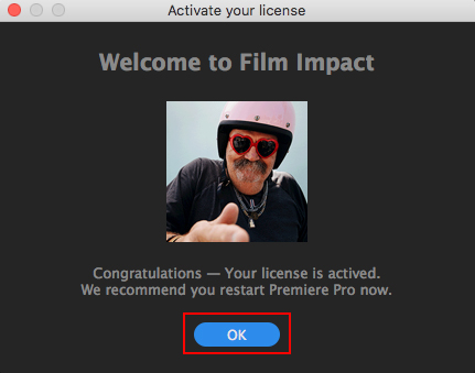 Film Impact ライセンス認証方法：Step 4