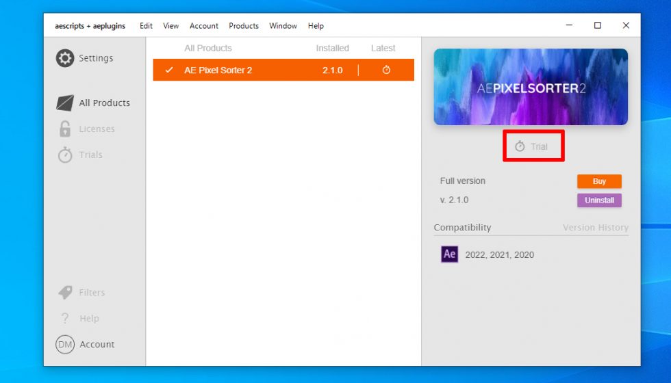 aescripts + aeplugins 社製品 デモ版インストール方法：Step 5