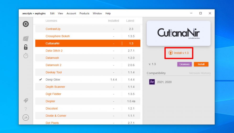 aescripts + aeplugins 社製品 アンインストール方法:Step 2