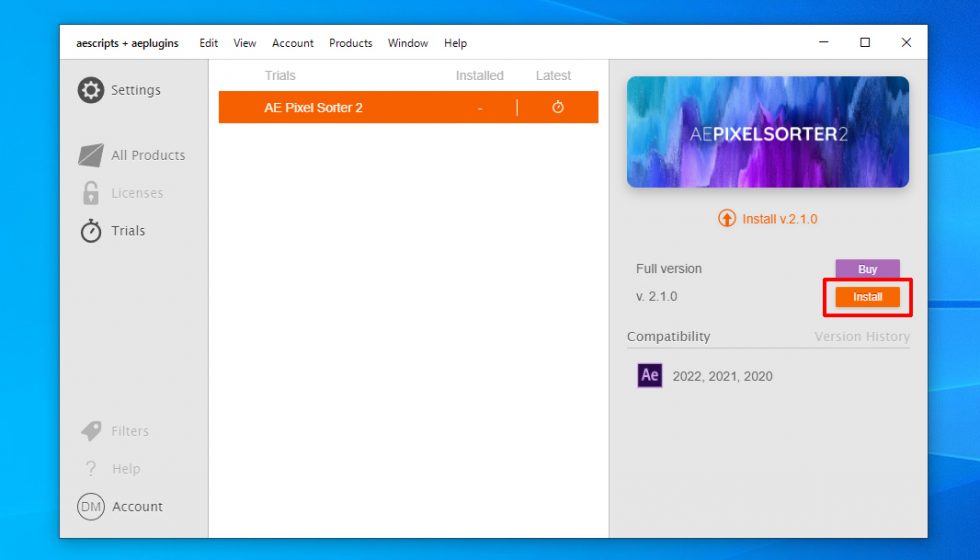 aescripts + aeplugins 社製品 デモ版インストール方法：Step 4