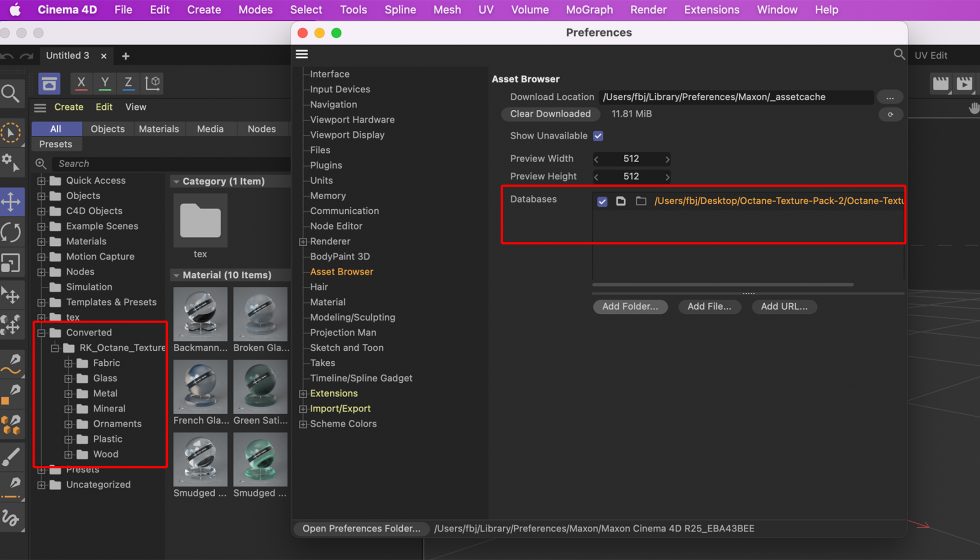 Pixel Lab 社 Octane Texture Pack製品 Cinem 4D R25 インストール方法：Step 4