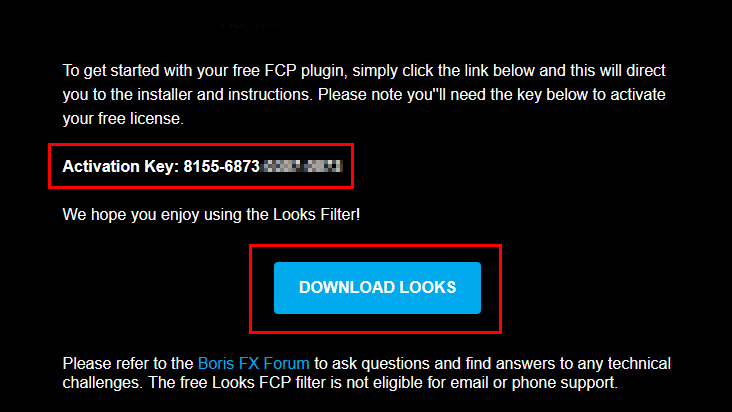 Boris FX Continuum FCP Filter Looks Free ダウンロード方法：Step 3