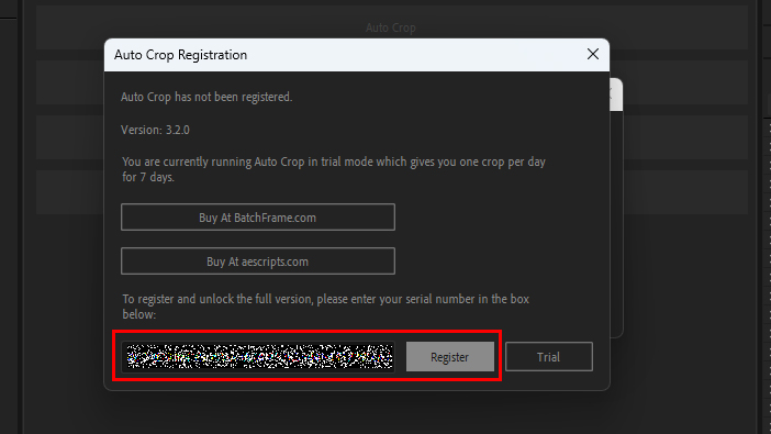 Auto Crop 3ライセンス認証方法：Step 3