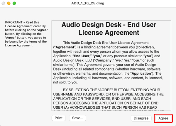 Audio Design Desk インストール方法：Step 2