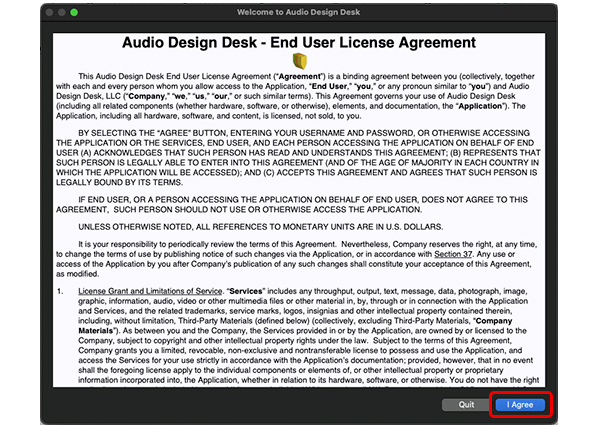 Audio Design Desk トライアル版 利用方法：Step 1