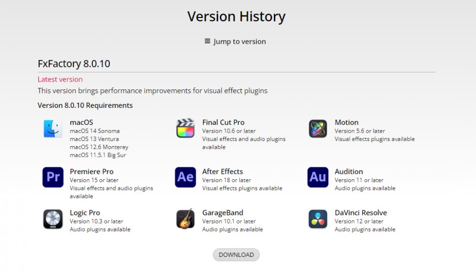 macOS 14 Sonoma 対応のFxFactory 8.0.10リリース