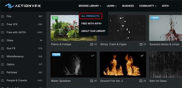 ActionVFX ダウンロード方法:Step 1
