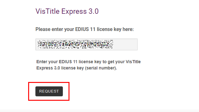 VisTitle Express for EDIUS インストーラー & ライセンスコード入手方法:Step 1
