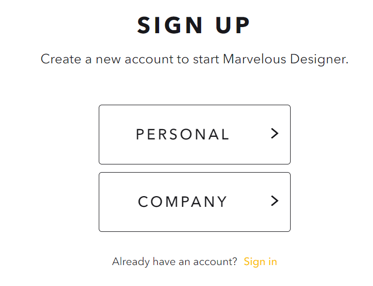 CLO/Marvelous Designer アカウント(Company ID)作成方法:Step 1