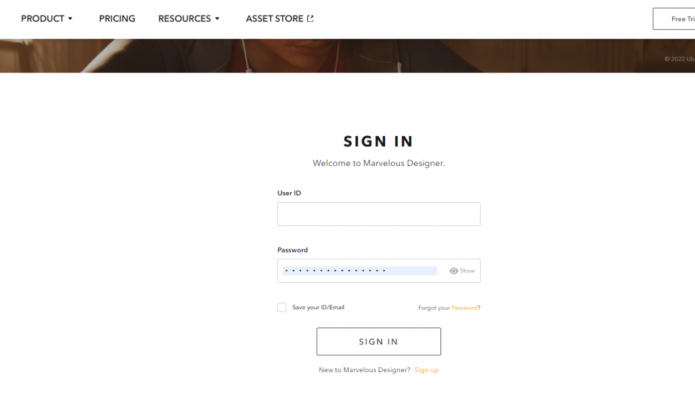 CLO/Marvelous Designer End User ID 作成方法:Step 1