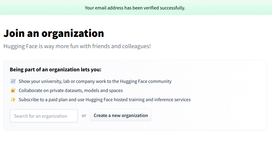 Hugging Face アカウント作成：Step 7