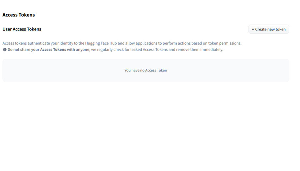 Hugging Face 無償トークン作成：Step 1