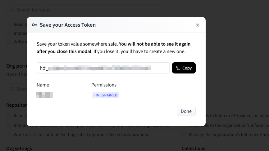 Hugging Face 無償トークン作成：Step 4