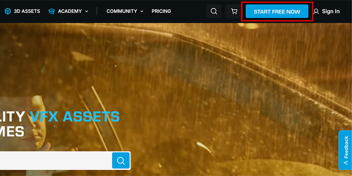 ActionVFX アカウント登録方法:Step 1