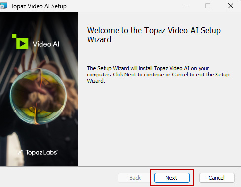 Topaz Video インストール方法 <Win>：Step 1