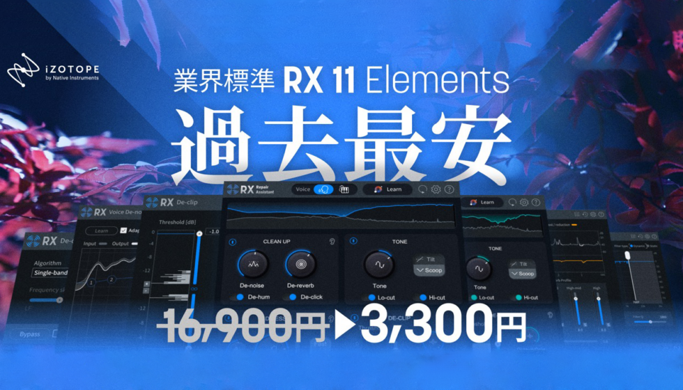 【iZotope RX 11 Elements が期間限定過去最安¥3,300】10/24まで