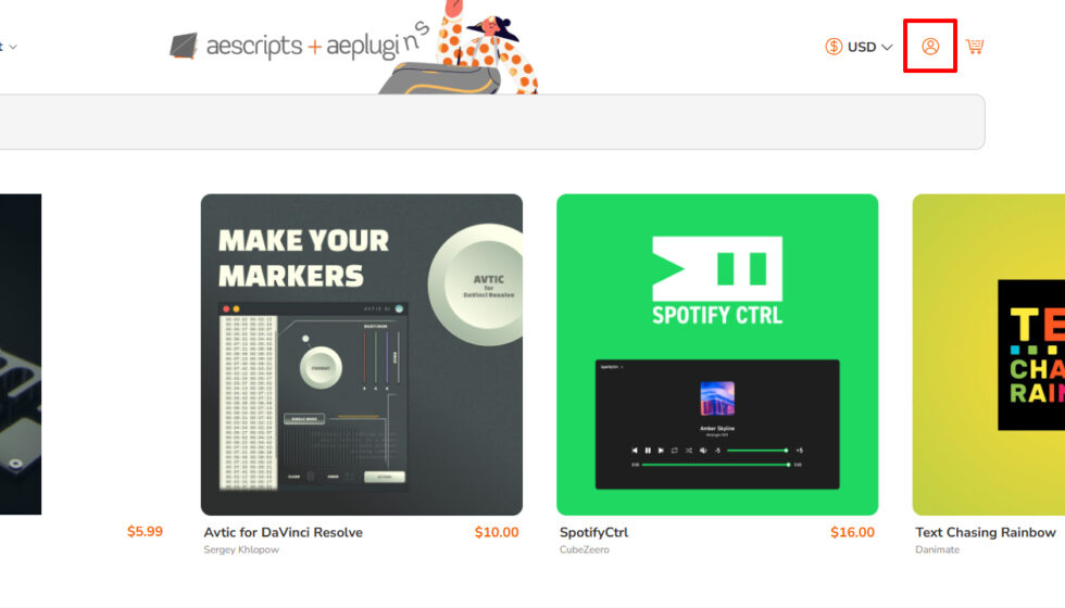 aescripts社製品 アカウントからのライセンス認証解除方法:Step 1