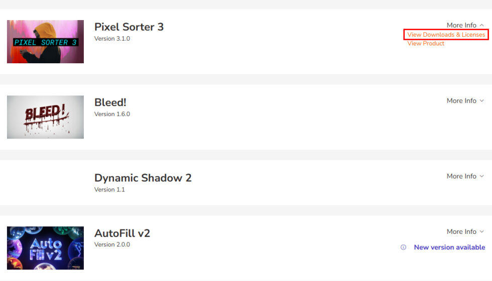 aescripts社製品 アカウントからのライセンス認証解除方法:Step 3