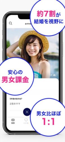 約7割が結婚を視野に 安心の男女課金 男女比ほぼ1:1