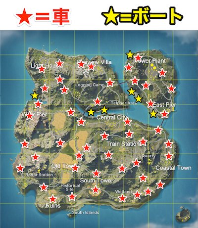 Car locations on the Battlefield map