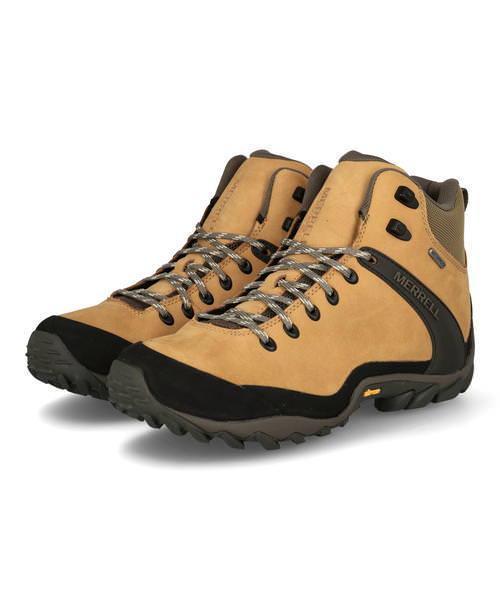 MERRELL メレル CHAMELEON 8 LEATHER MID WATERPROOF メンズスニーカー 【防水透湿】(カメレオン8レザーミッドウォータープルーフ) J033443 ゴールド ハイ/ミッドカット